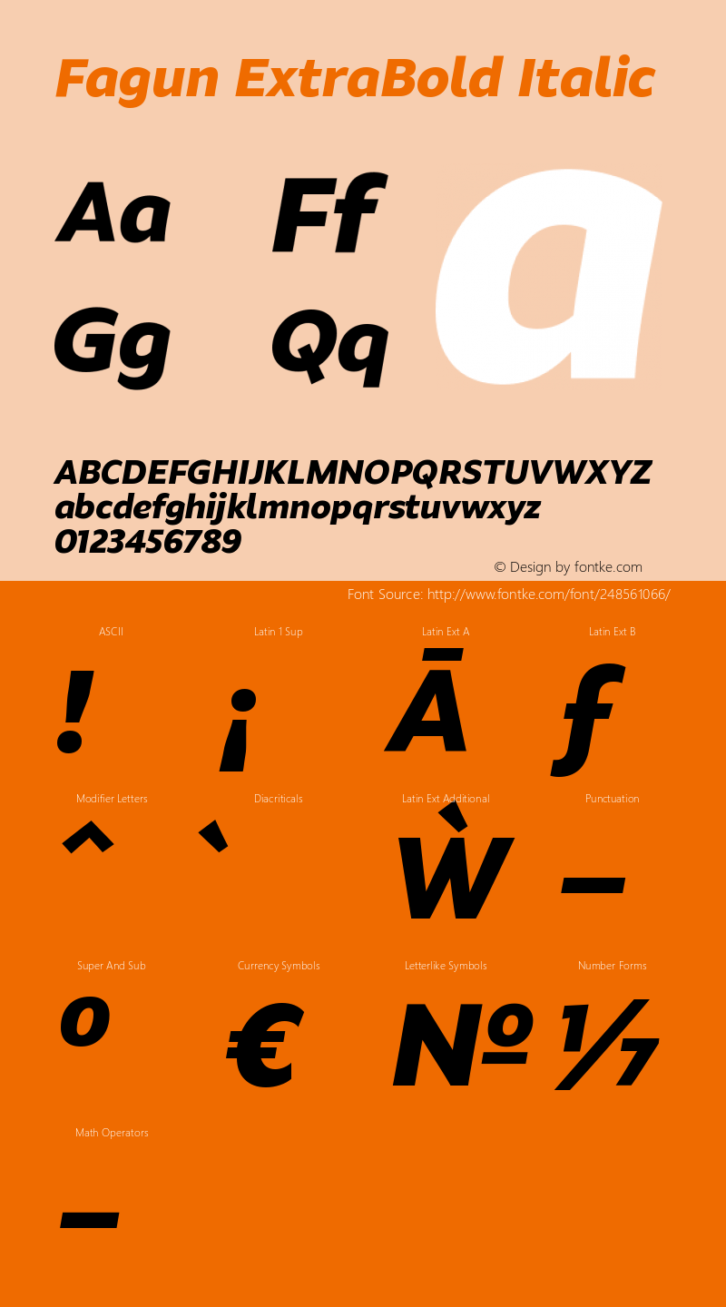 Fagun ExtraBold Italic 1.000图片样张