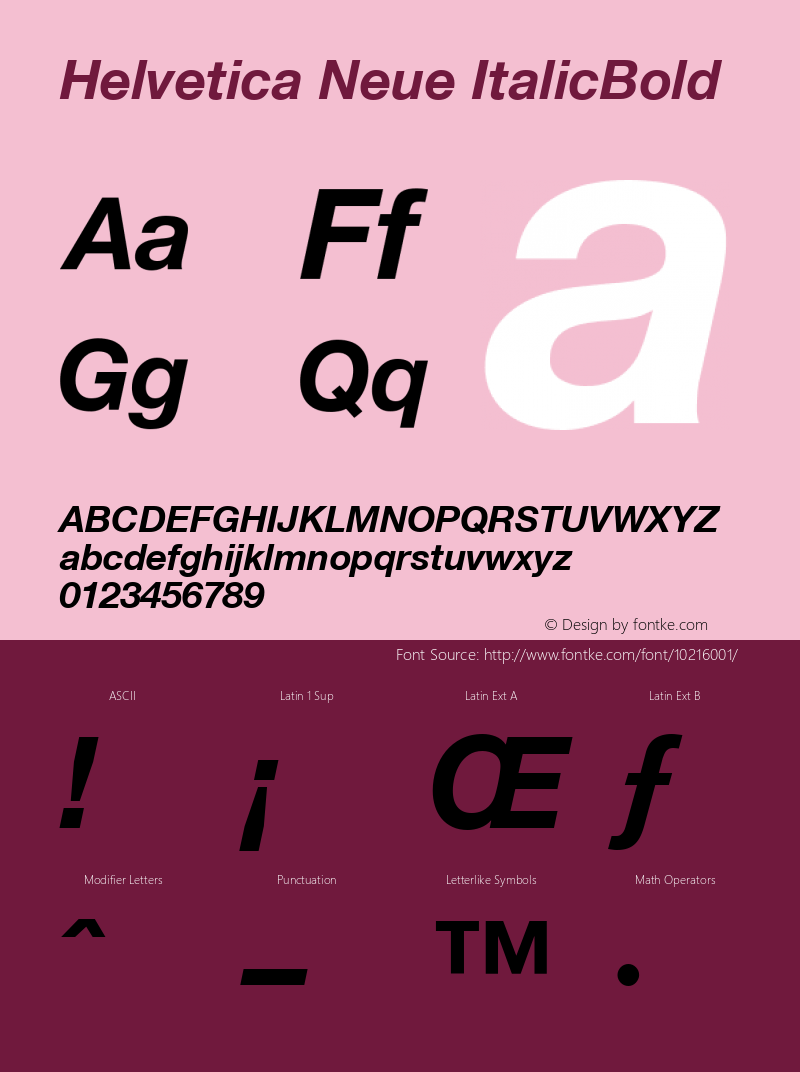 Helvetica Neue ItalicBold Version 1.102图片样张