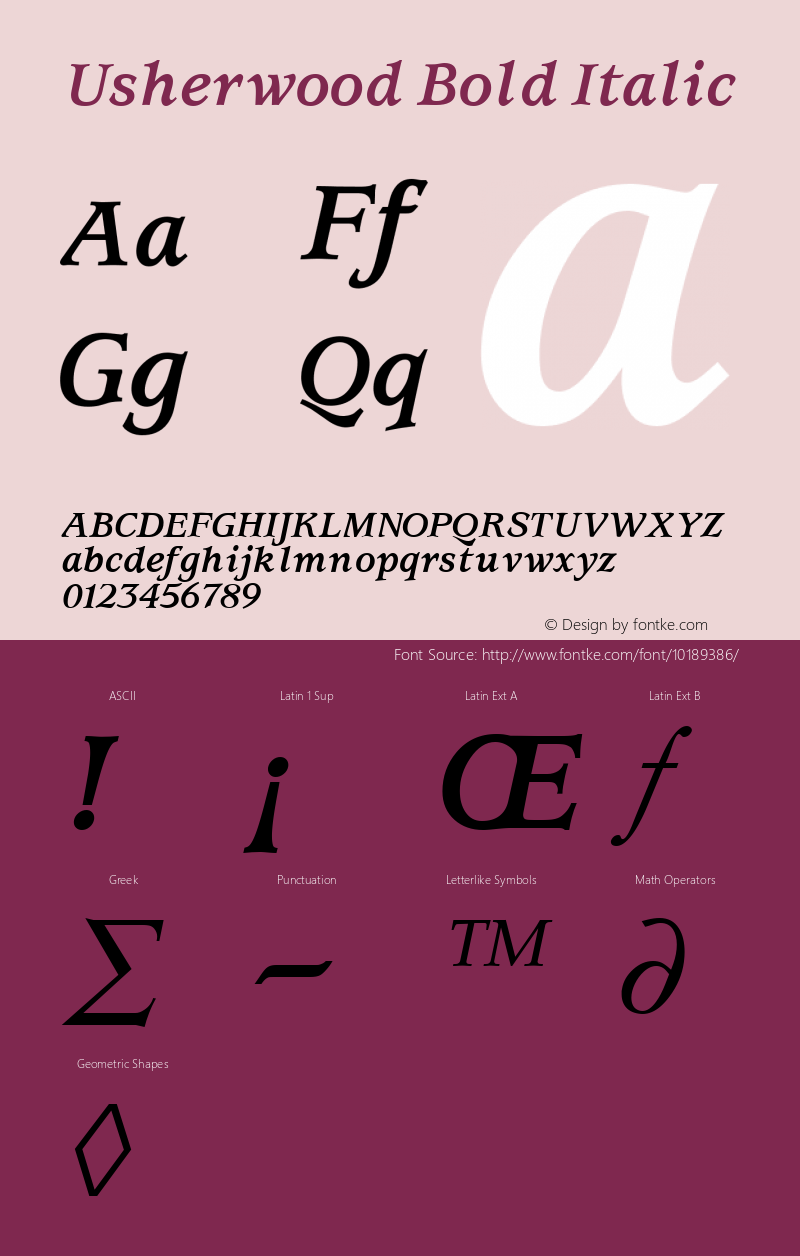 Usherwood Bold Italic Altsys Fontographer 3.5  11/18/92图片样张