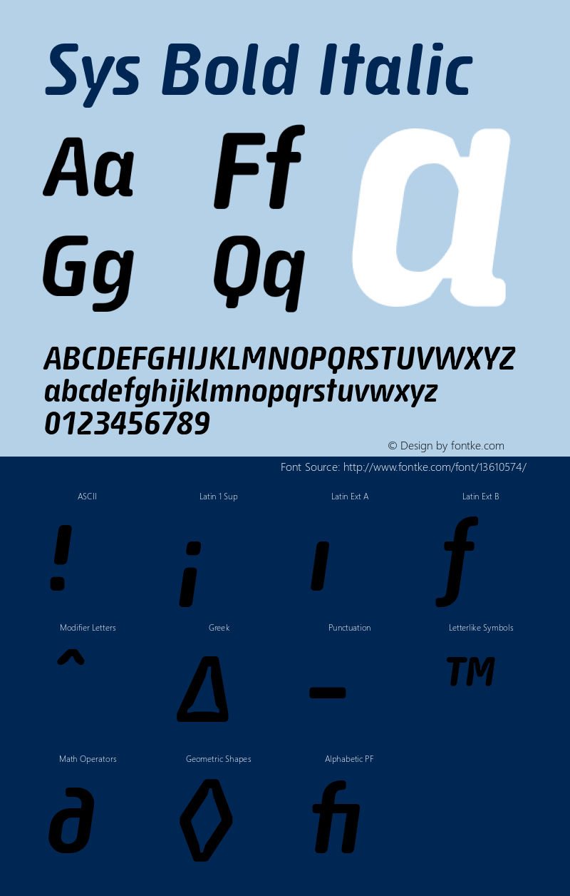 Sys Bold Italic Version 1.0; 2003; initial release图片样张