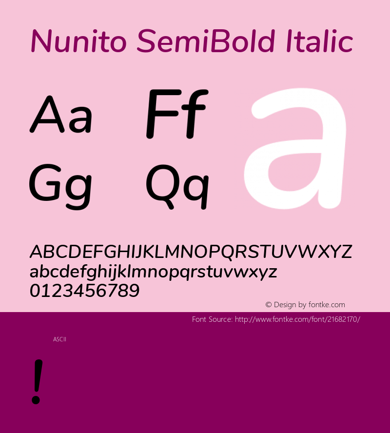 Nunito SemiBold Italic 图片样张