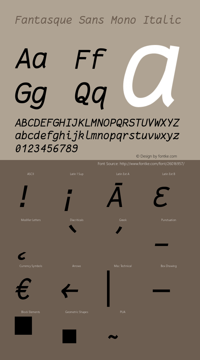 Fantasque Sans Mono Regular Italic Version 1.6.5图片样张