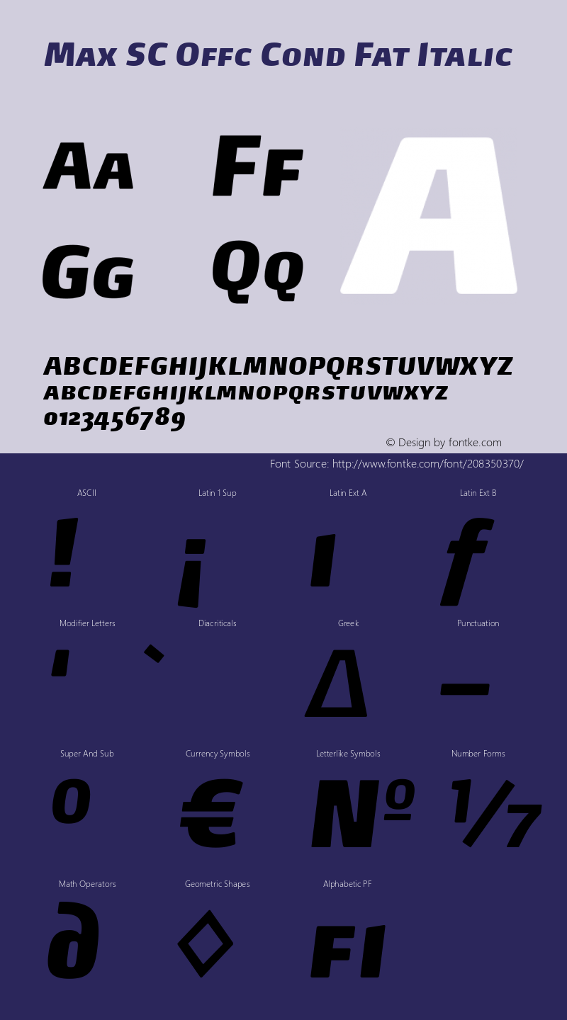 Max SC Offc Cond Fat Italic Version 7.504; 2014; Build 1021图片样张