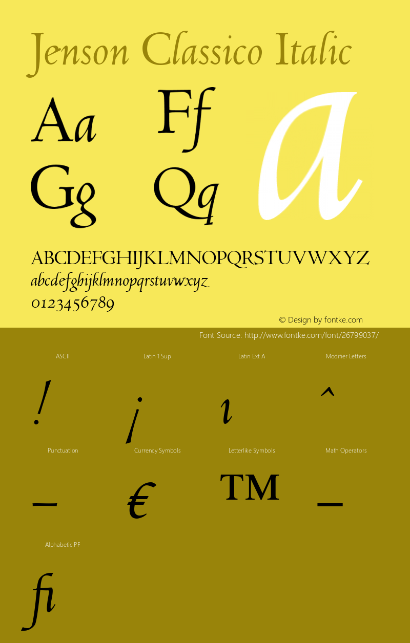 Jenson Classico Italic Version 1.00图片样张