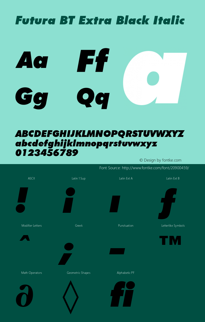 Futura Extra Black Italic BT spoyal2tt v1.45图片样张