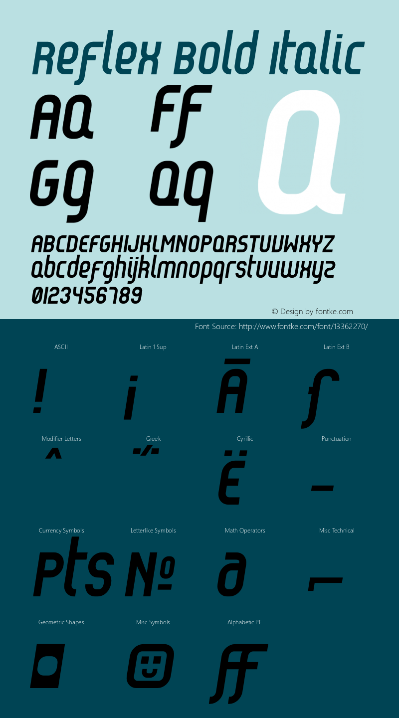 Reflex Bold Italic OTF 1.0;PS 001.001;Core 116;AOCW 1.0 161图片样张