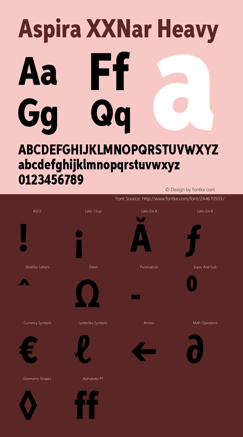 AspiraXXNar-Heavy Version 1.05          UltraPrecision Font图片样张