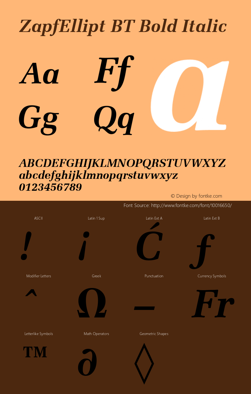 ZapfEllipt BT Bold Italic mfgpctt-v4.4 Dec 14 1998图片样张