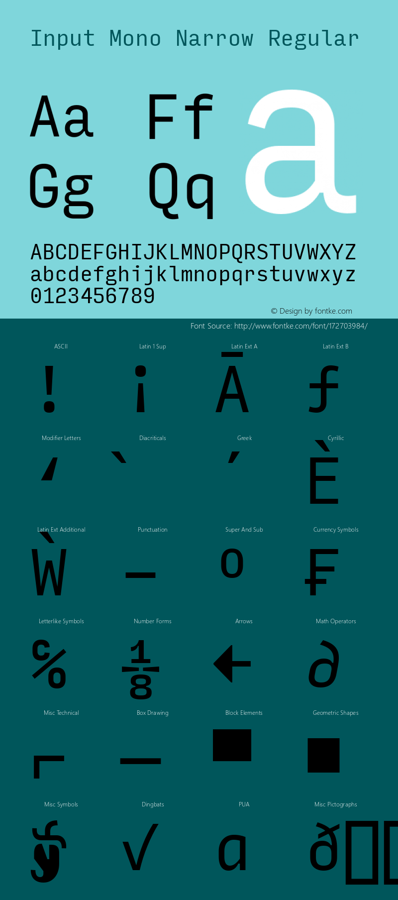 InputMonoNarrow Version 0.000;PS 0.0;hotconv 1.0.72;makeotf.lib2.5.5900图片样张