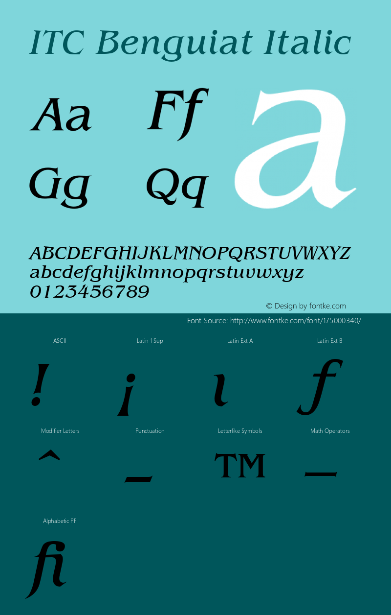 ITC Benguiat Book Italic 001.000图片样张