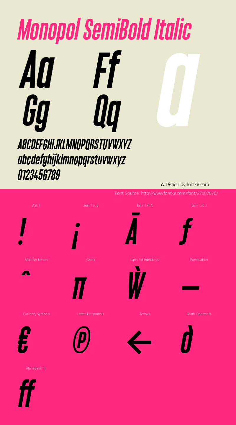 Monopol SemiBold Italic Version 2.000图片样张