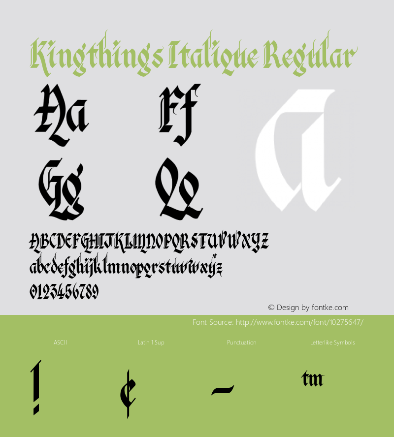Kingthings Italique Regular Version 1.0 May, 2003图片样张