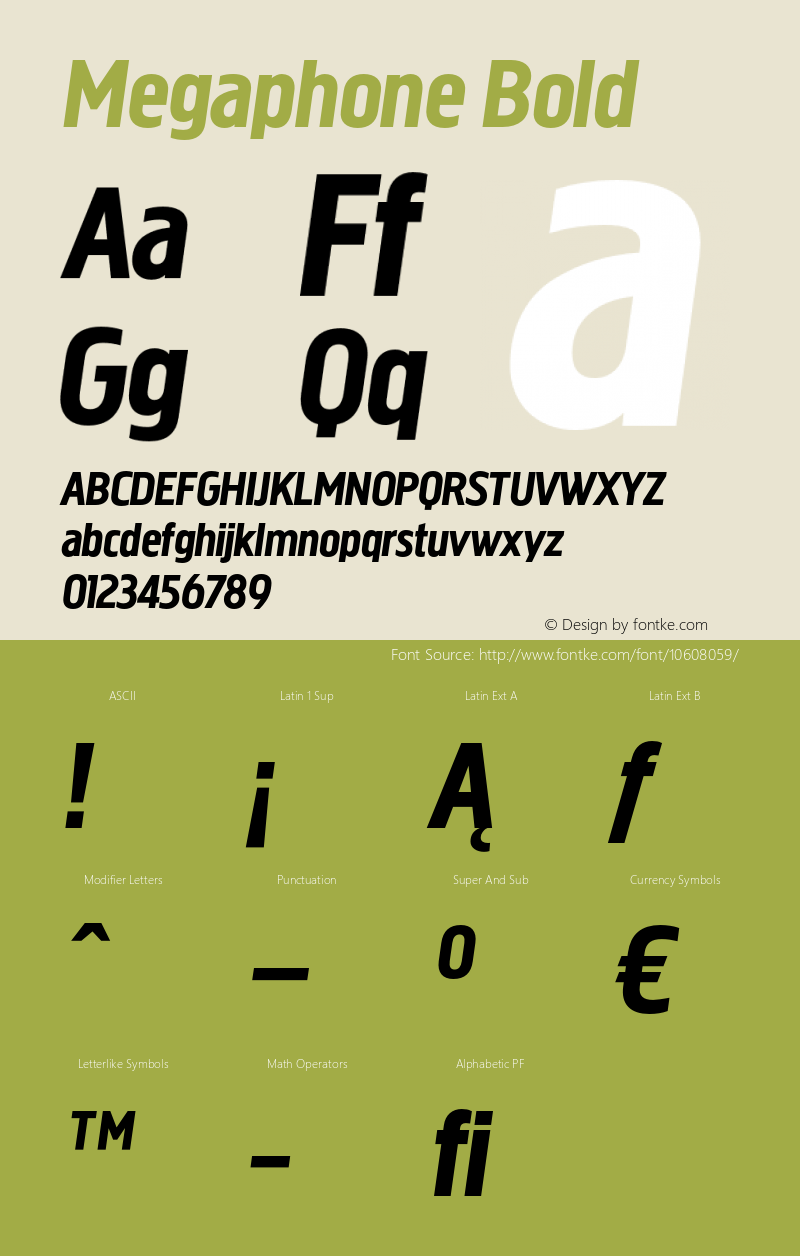 Megaphone Bold Version 1.001;com.myfonts.redrooster.megaphone.italic.wfkit2.3drv图片样张