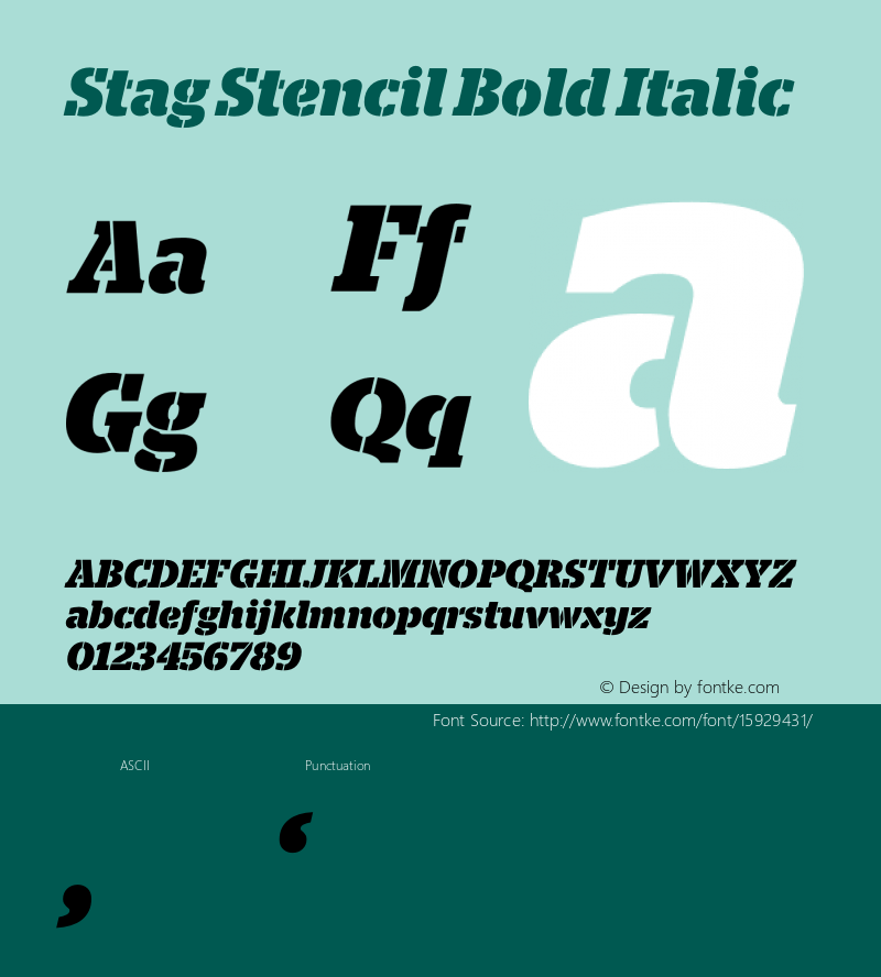 Stag Stencil Bold Italic Version 1.1 2009图片样张