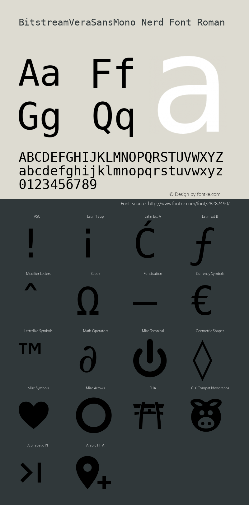 Bitstream Vera Sans Mono Nerd Font Complete Release 1.10图片样张