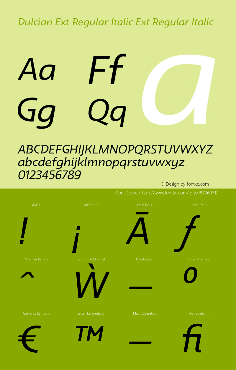 Dulcian Ext Regular Italic Ext Regular Italic Version 1.000图片样张