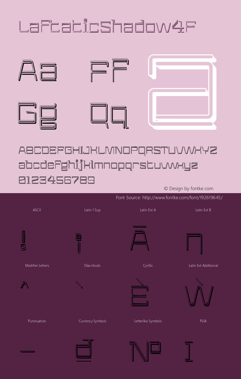 ☞Laftatic Shadow 4F 1.0;com.myfonts.easy.4thfebruary.laftatic-4f.shadow.wfkit2.version.3kmV图片样张