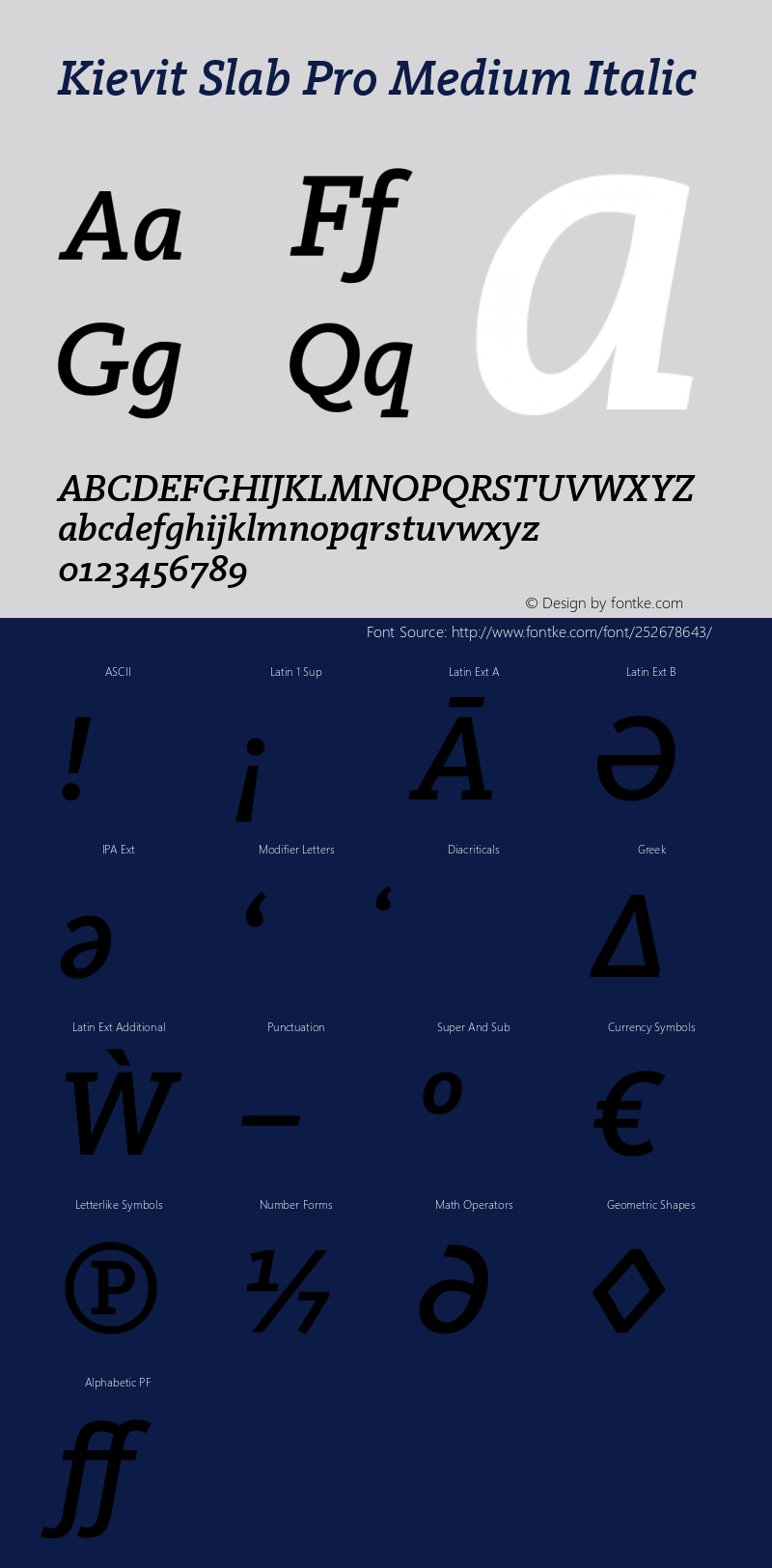 Kievit Slab Pro Medium Italic Version 7.600, build 1030, FoPs, FL 5.04图片样张