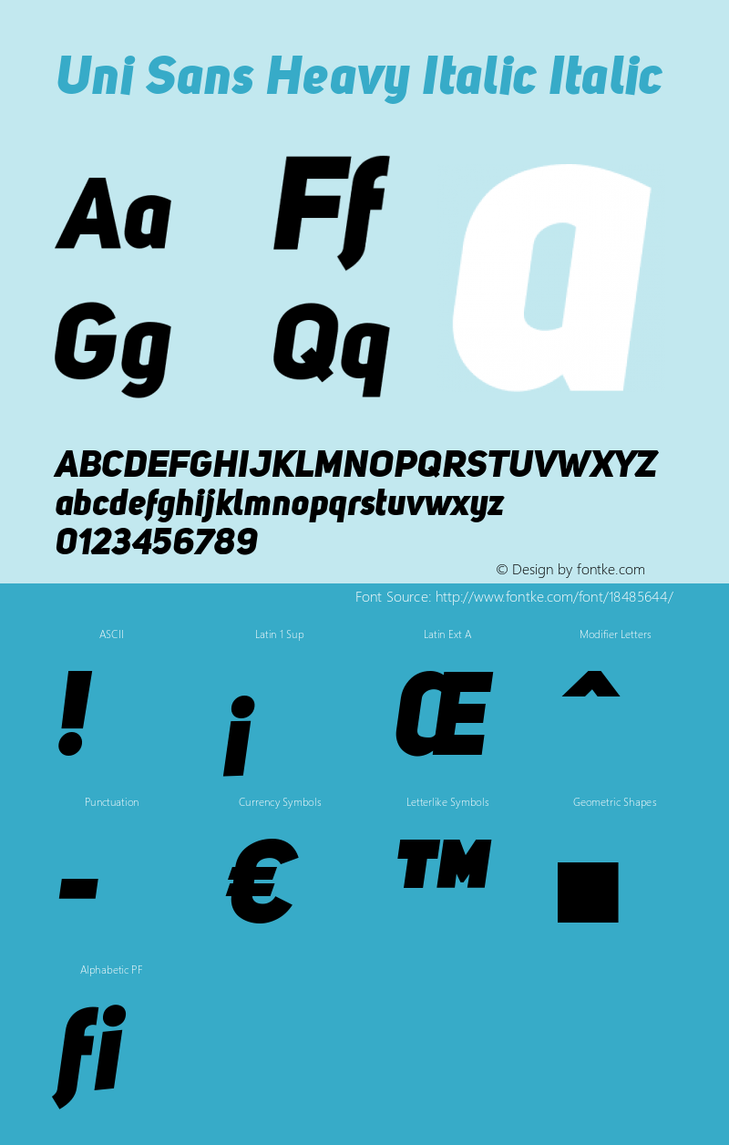 Uni Sans Heavy Italic Italic Version 001.001图片样张