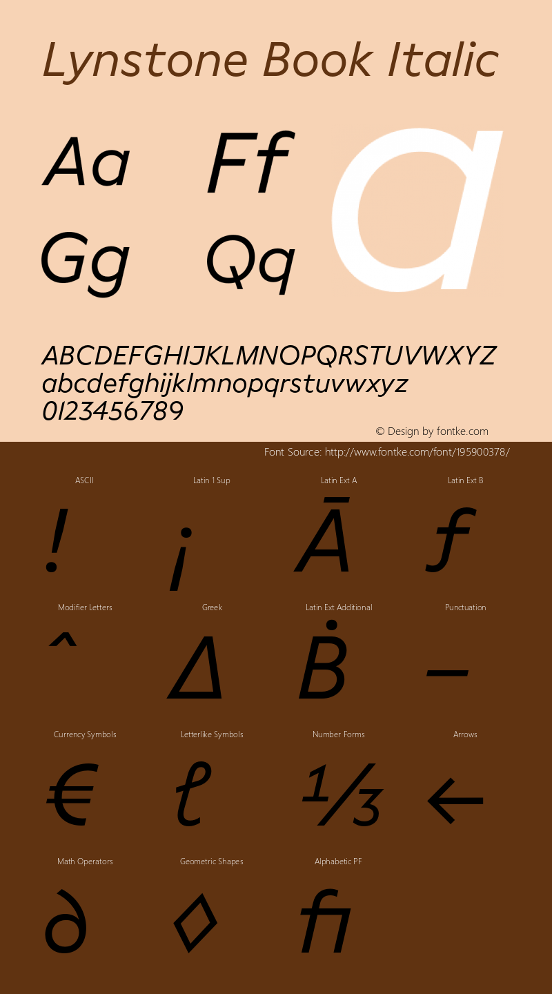 Lynstone-BookItalic Version 12.000图片样张