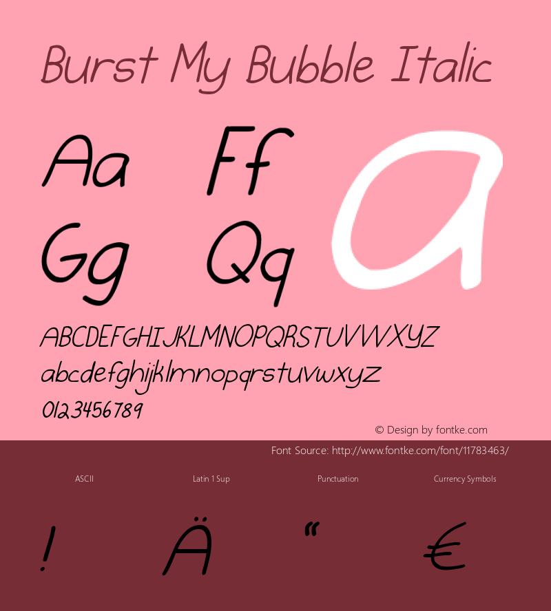 Burst My Bubble Italic Version 1.000 2013 initial r图片样张