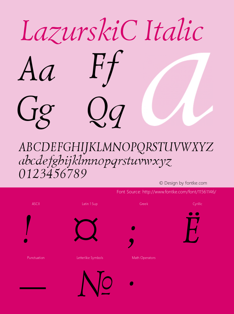 LazurskiC Italic Version 001.000图片样张