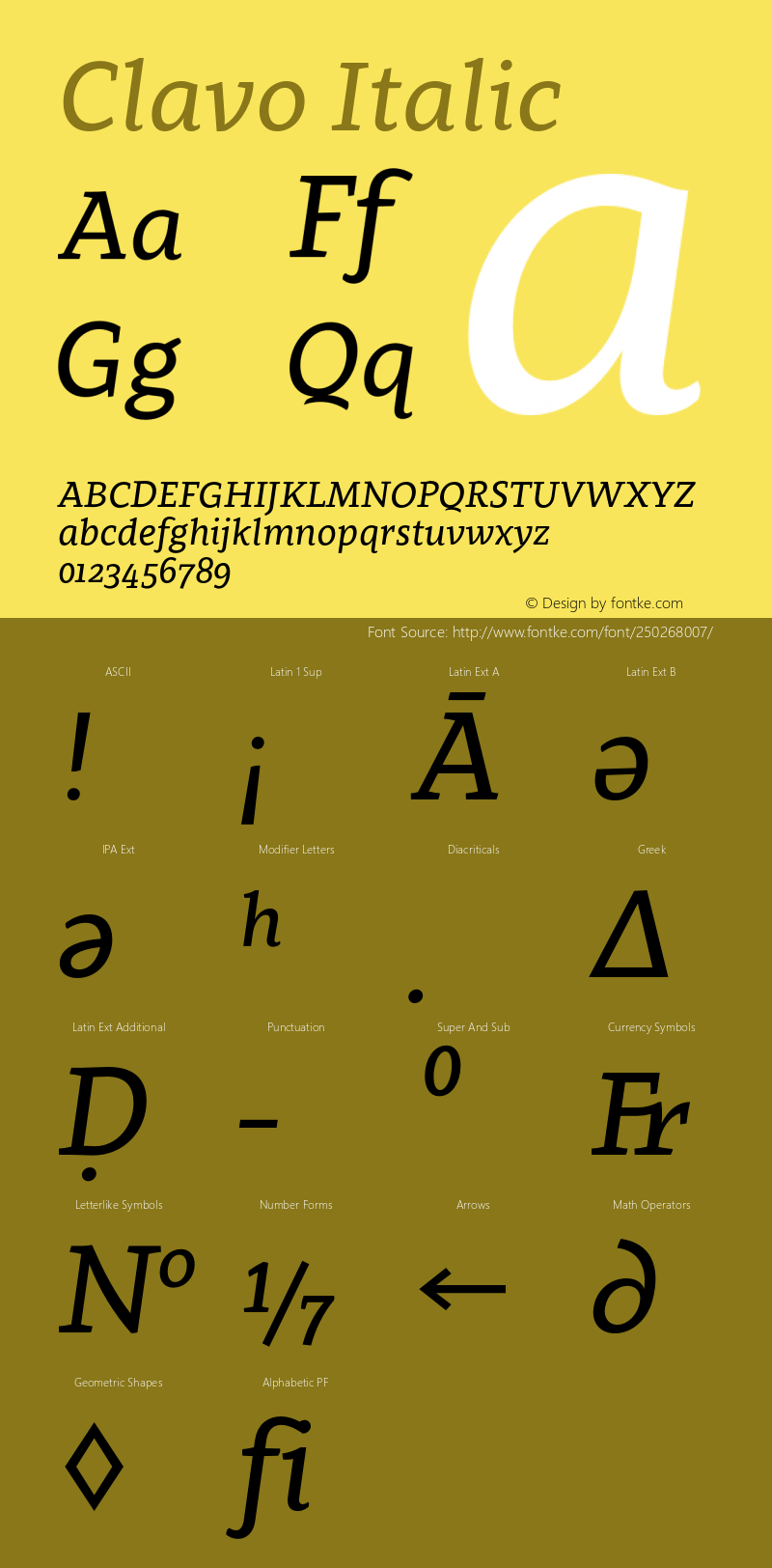 Clavo Regular Italic Version 1.006;PS 001.006;hotconv 1.0.70;makeotf.lib2.5.58329图片样张