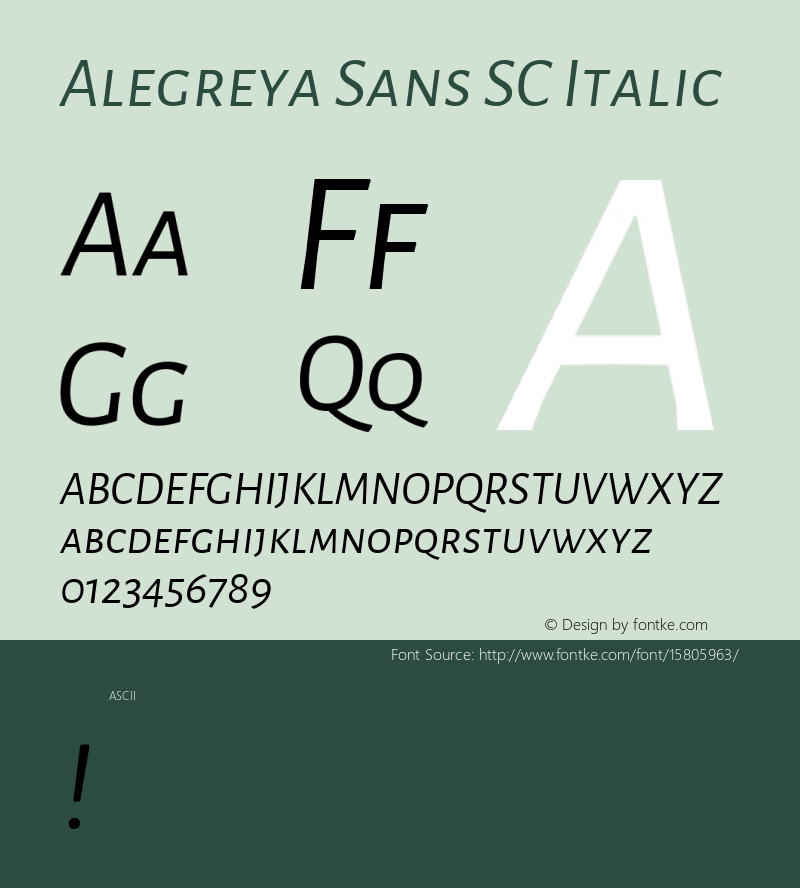 Alegreya Sans SC Italic Version 1.000;PS 001.000;hotconv 1.0.70;makeotf.lib2.5.58329 DEVELOPMENT; ttfautohint (v1.4.1)图片样张