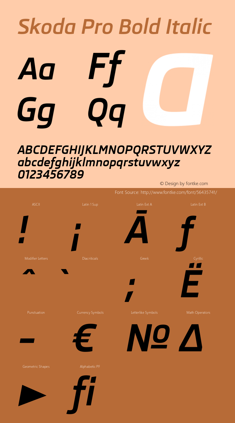 Skoda Pro Bold Italic Final Version 1.001 Autohinted图片样张