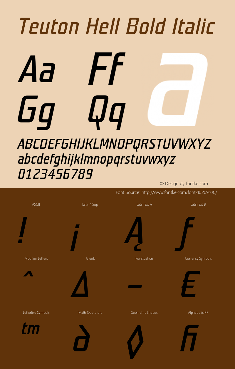 Teuton Hell Bold Italic 001.000图片样张