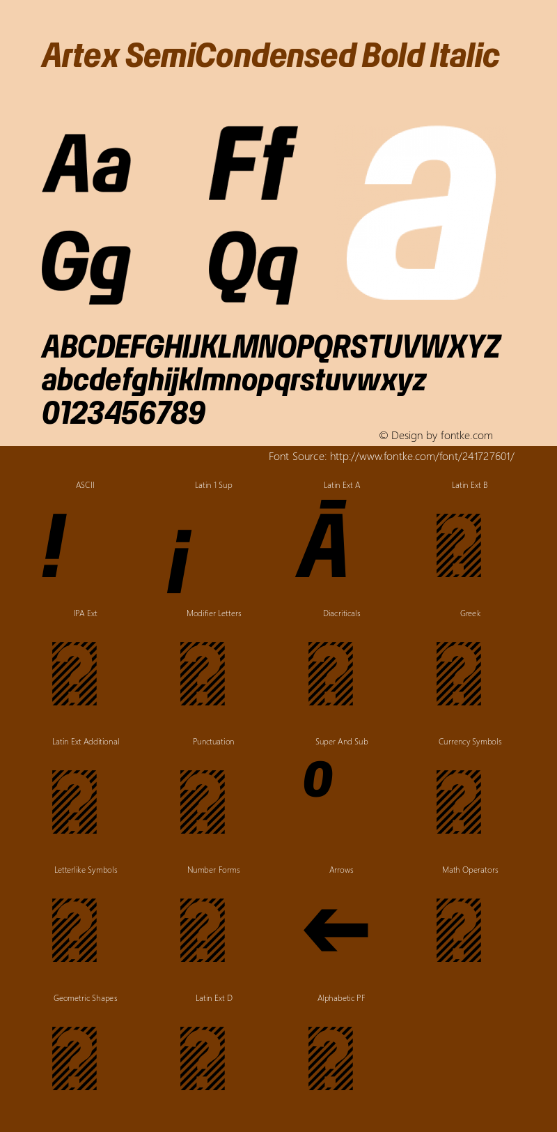 Artex SemiCondensed Bold Italic Version 1.005图片样张