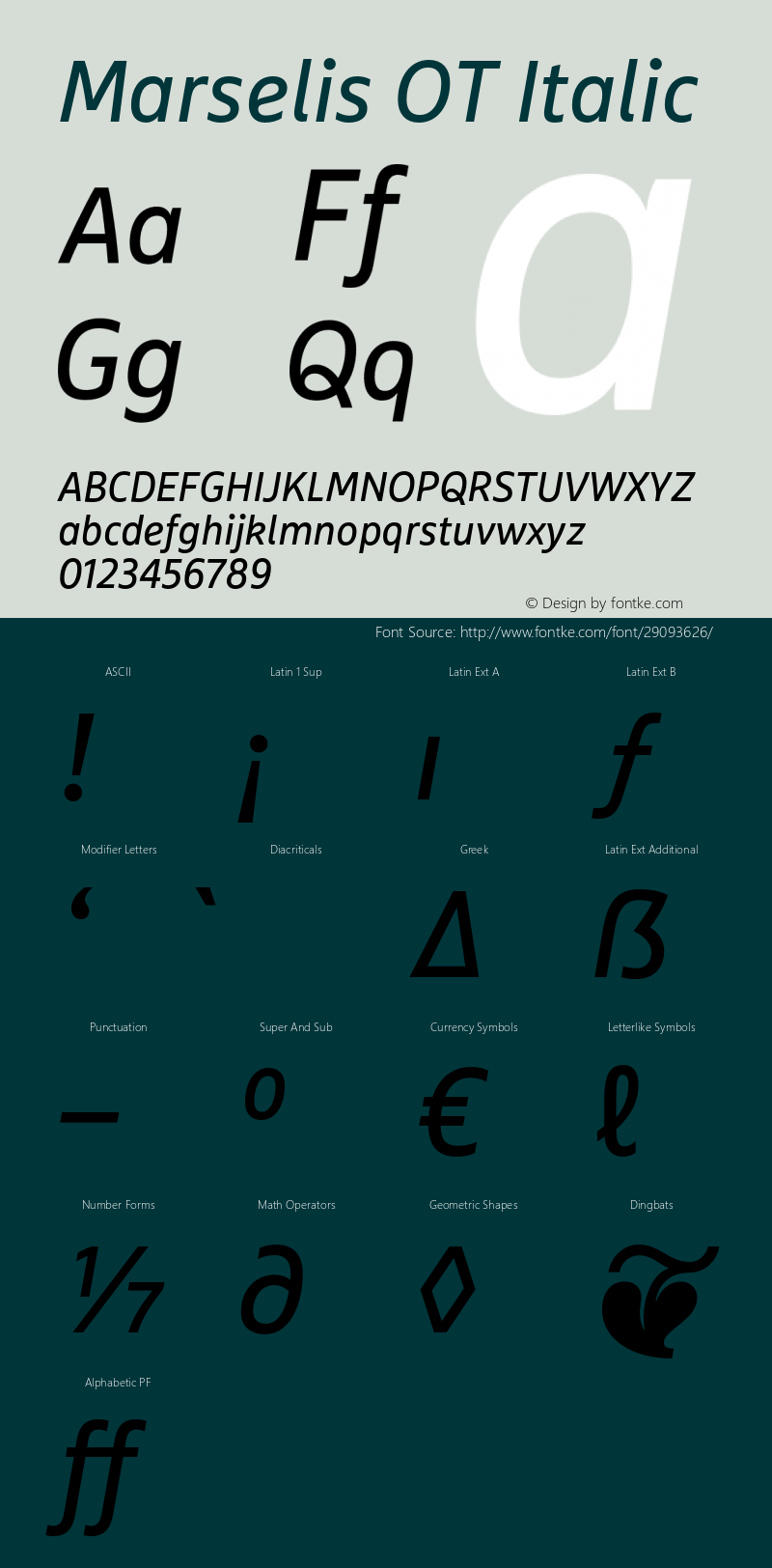 MarselisOT-Italic Version 7.504; 2012; Build 1024图片样张