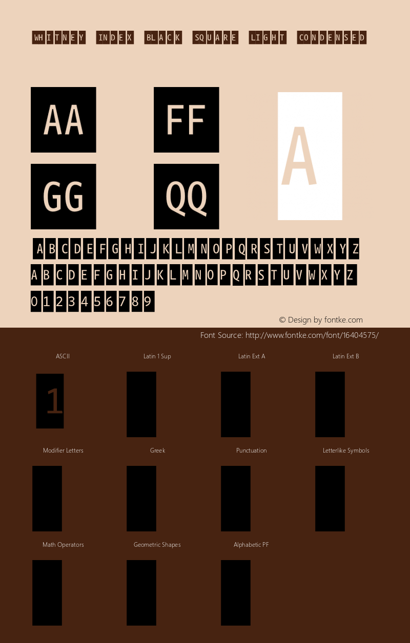 Whitney Index Black Square Light Condensed Version 1.3 Basic图片样张