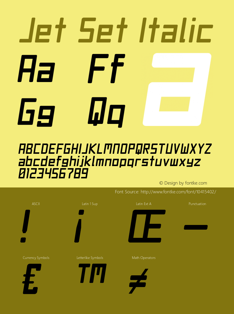 Jet Set Italic Version 1.0图片样张