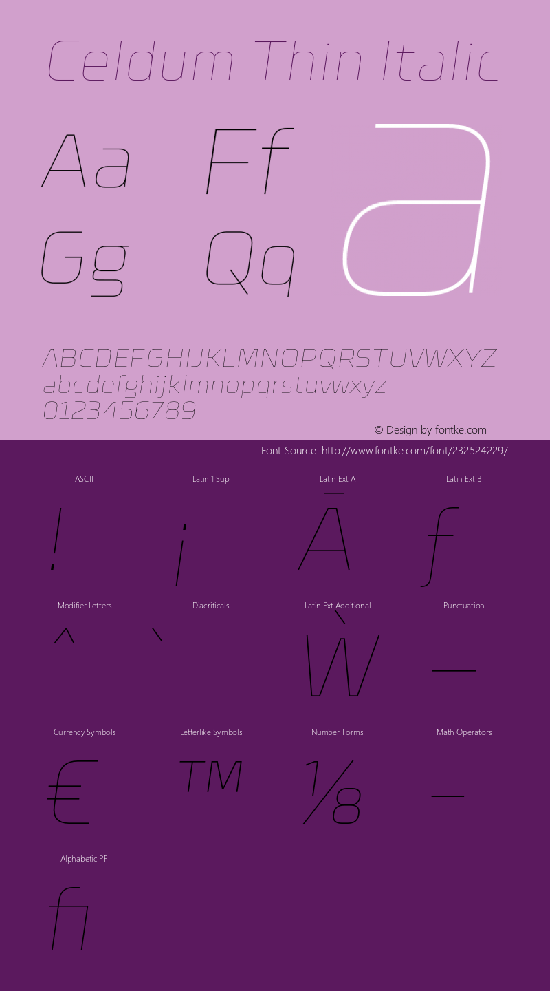 Celdum-ThinItalic Version 1.000;PS 001.000;hotconv 1.0.88;makeotf.lib2.5.64775图片样张