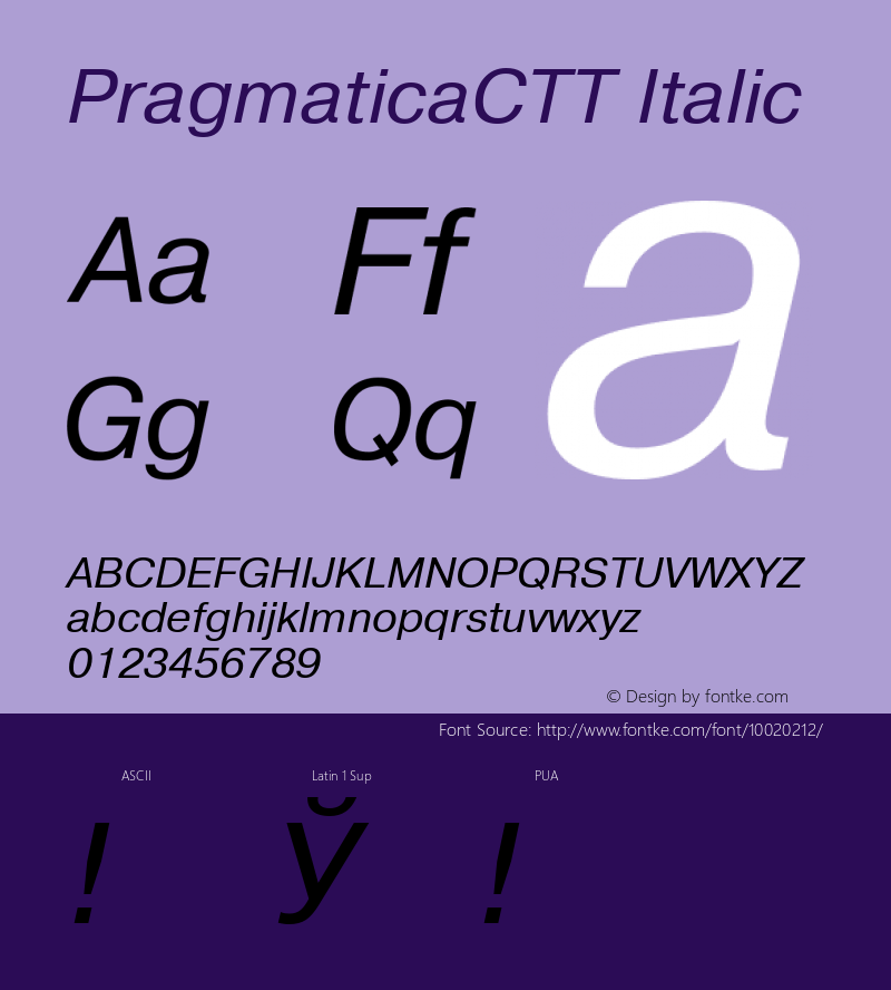 PragmaticaCTT Italic TrueType Maker version 1.00.03图片样张