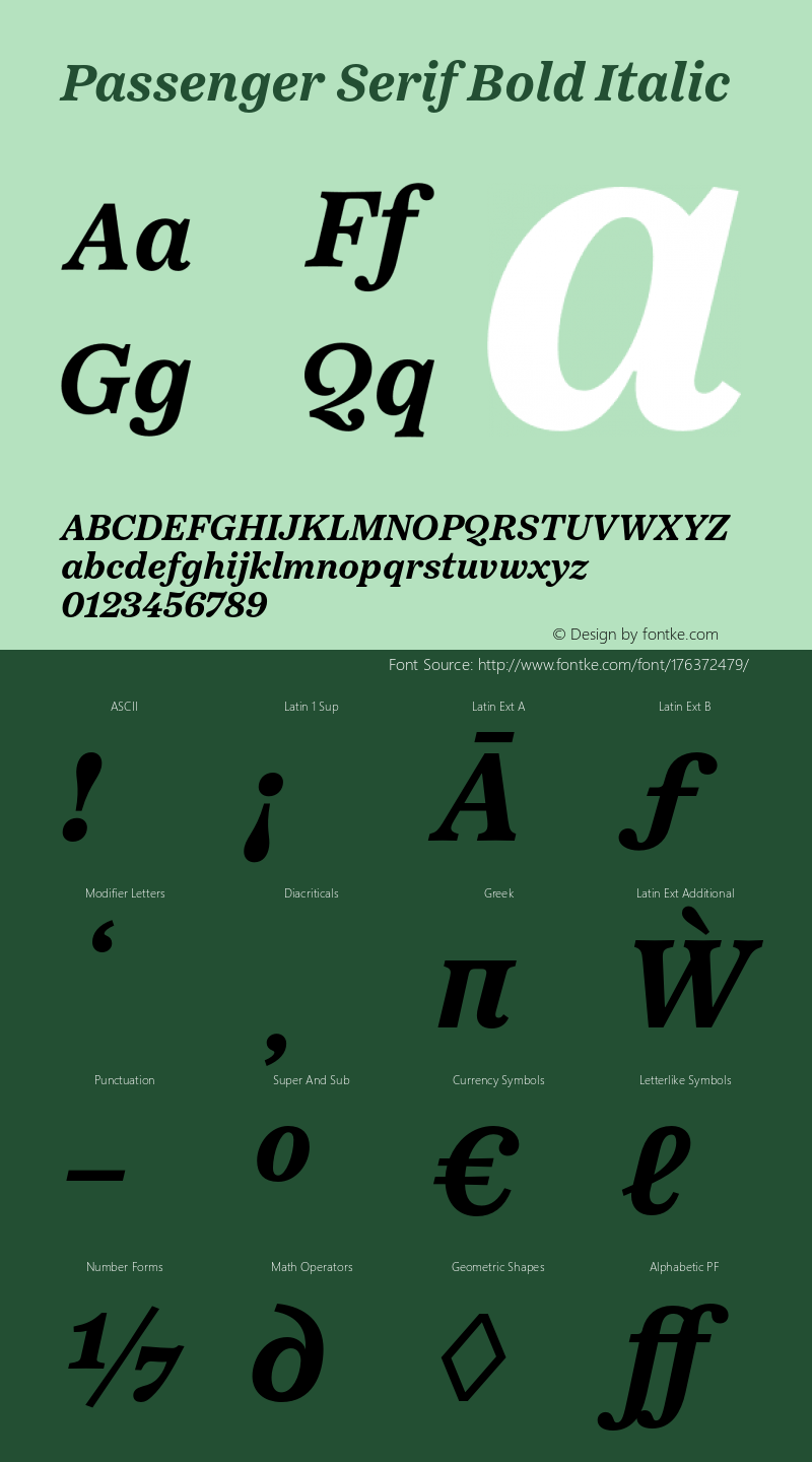 Passenger Serif Bold Italic Version 1.0图片样张