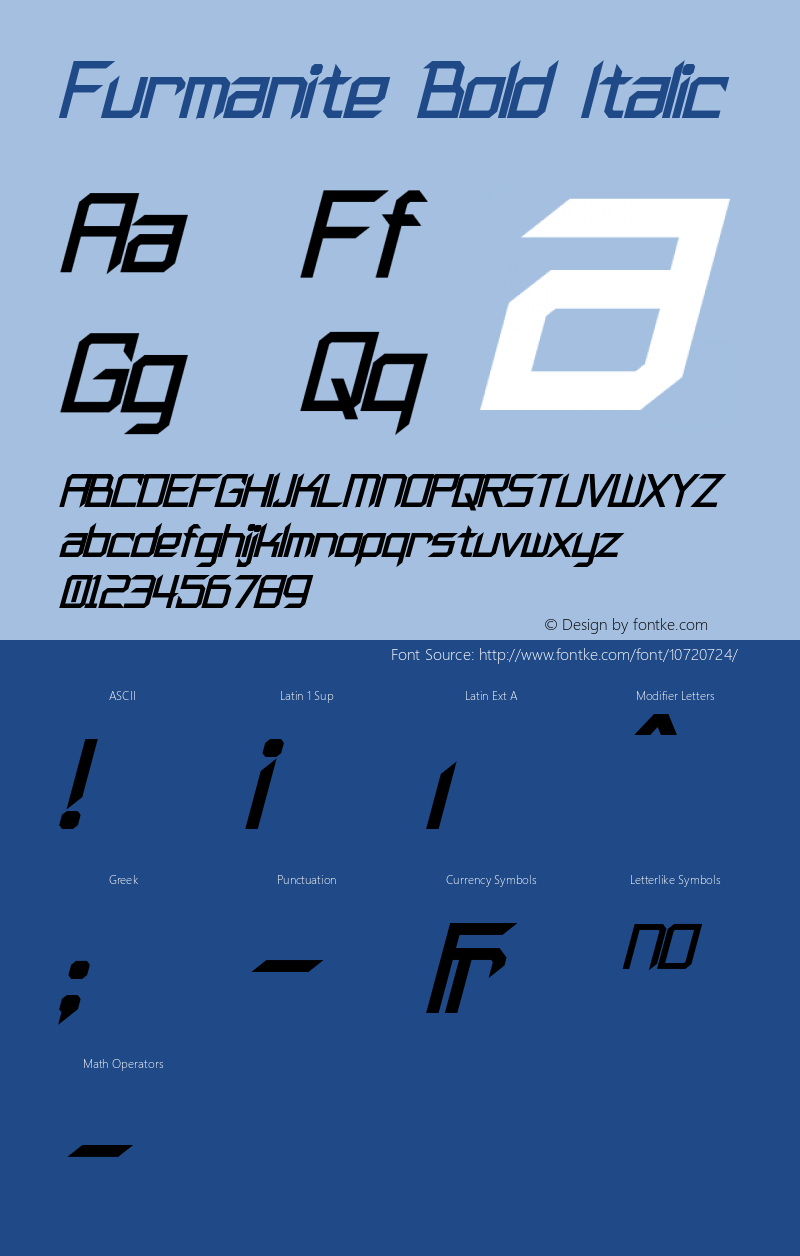 Furmanite Bold Italic Version 1.10 May 27, 2015图片样张