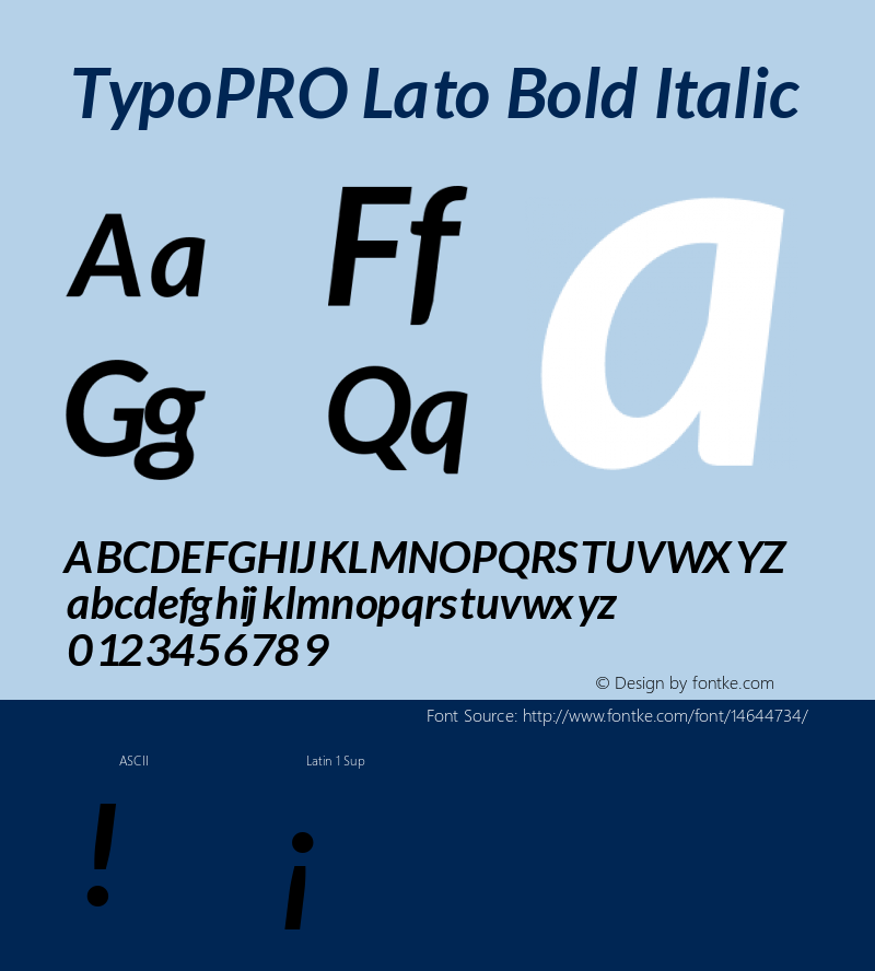 TypoPRO Lato Bold Italic Version 1.105; Western+Polish opensource图片样张