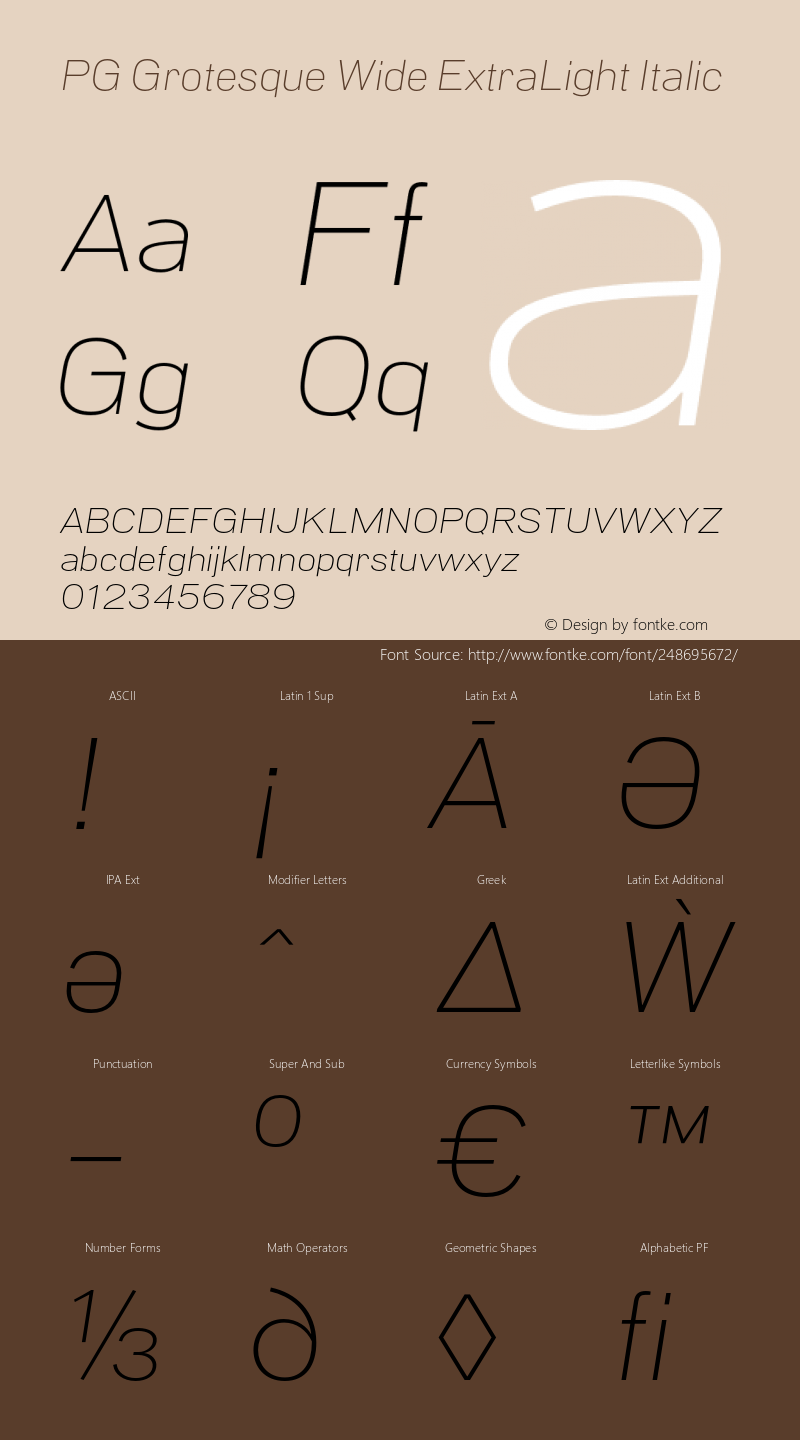 PG Grotesque Wide ExtraLight Italic Version 1.000;Glyphs 3.2 (3207)图片样张