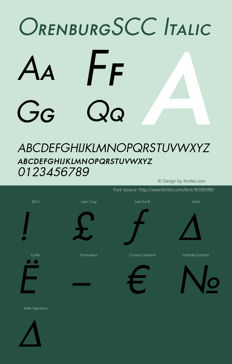 OrenburgSCC Italic OTF 1.0;PS 001.000;Core 116;AOCW 1.0 161图片样张