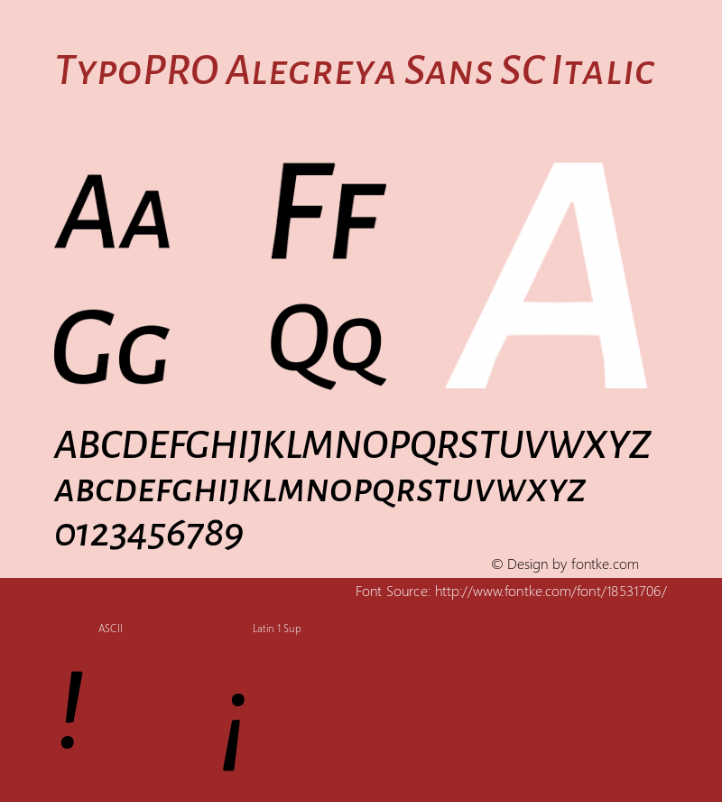 TypoPRO Alegreya Sans SC Italic Version 1.000;PS 001.000;hotconv 1.0.70;makeotf.lib2.5.58329 DEVELOPMENT图片样张