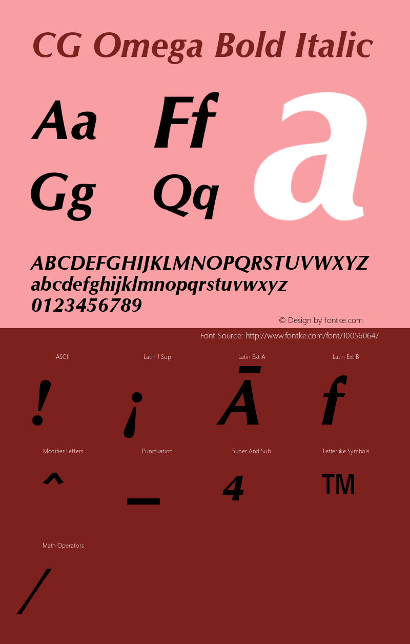 CG Omega Bold Italic Version 1.3 (Hewlett-Packard)图片样张