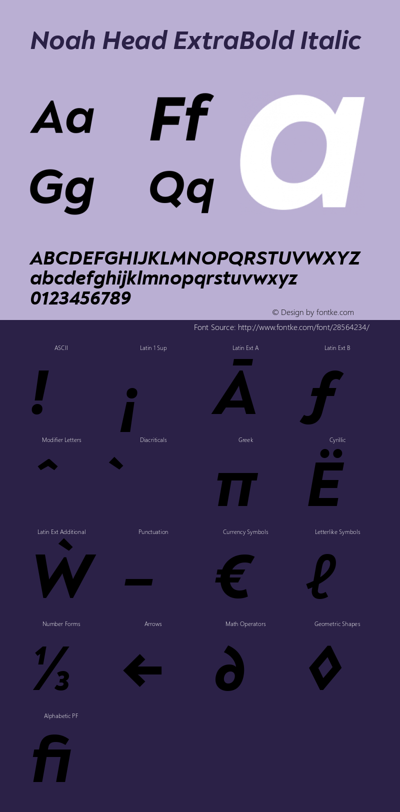 Noah Head ExtraBold Italic Version 1.000; ttfautohint (v1.8)图片样张