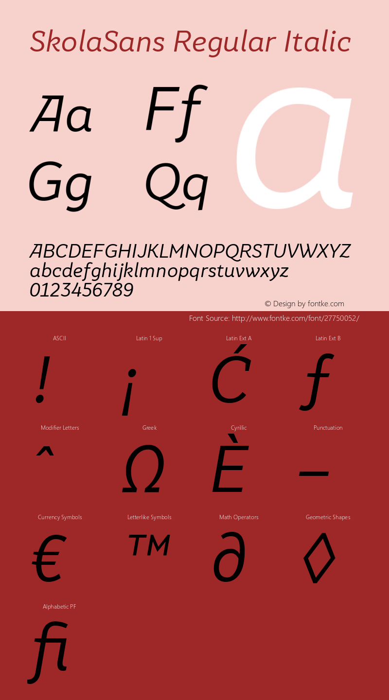 SkolaSans-RegularItalic Version 1.000图片样张