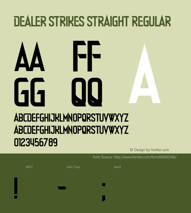 Dealer Strikes Straight Version 1.00;April 9, 2020;FontCreator 11.5.0.2430 64-bit图片样张