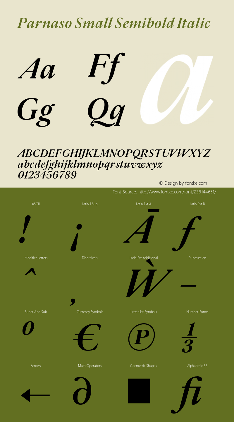Parnaso Small Semibold Italic Version 1.000;FEAKit 1.0图片样张