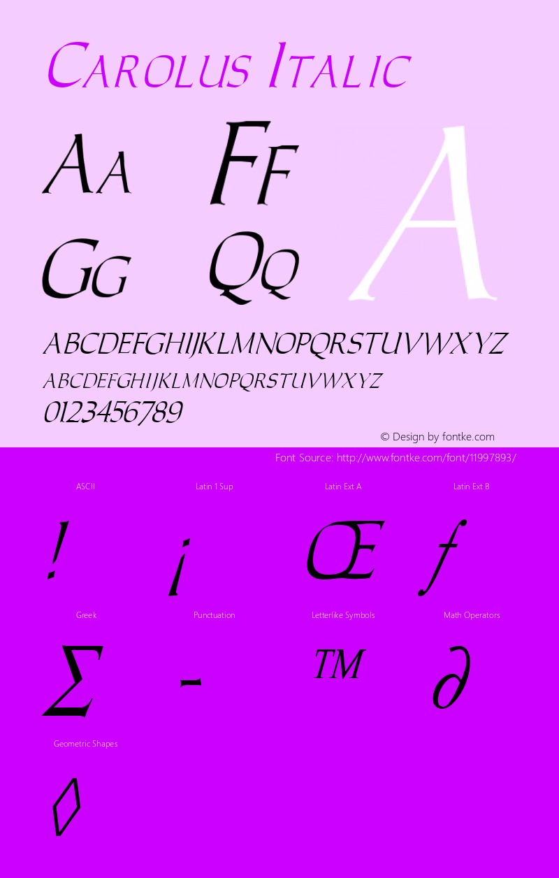 Carolus Italic Altsys Fontographer 3.5  4/18/92图片样张