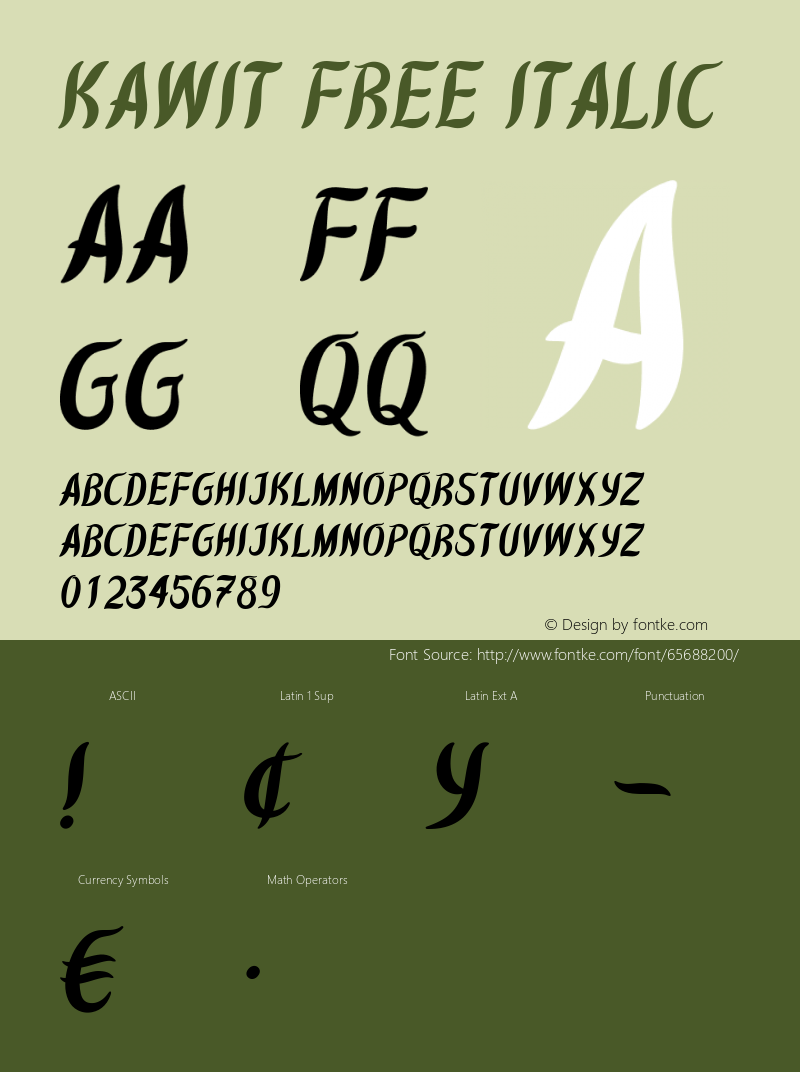 Kawit Free Italic Version 1.006;Fontself Maker 3.5.1图片样张