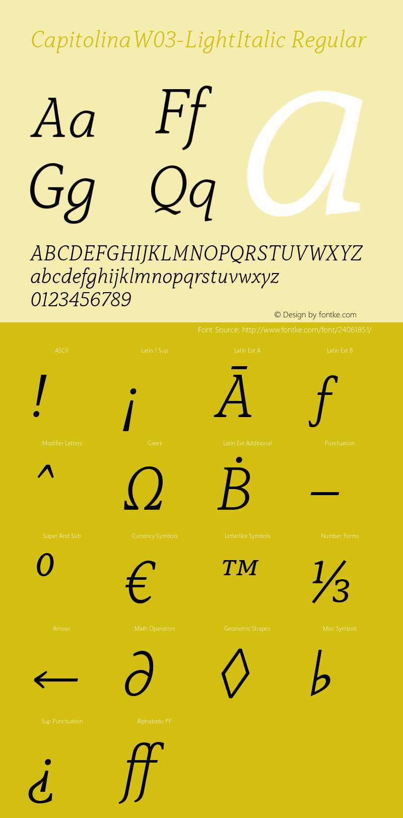 Capitolina W03 Light Italic Version 1.00图片样张